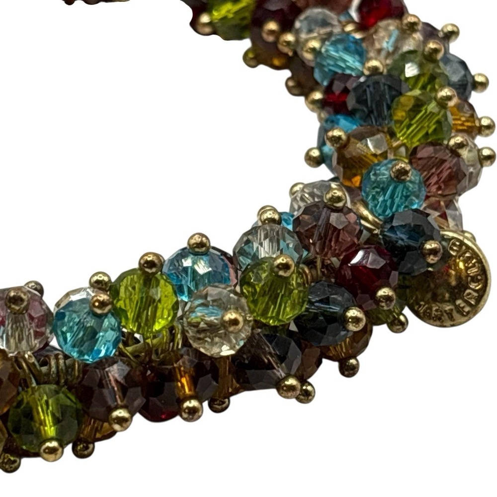 Charter Club Stretch Bracelet Faceted Glass Cha Cha Beads Gold Tone‎ Colorful - Picture 13 of 16